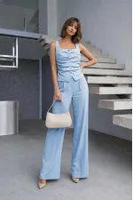 Ensemble gilet et pantalon à détail avant - Bleu