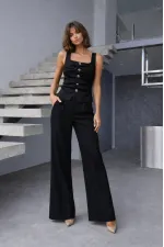 Ensemble gilet et pantalon à détail avant - Noir