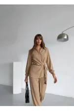 Kuşak Detay Takım - Bej