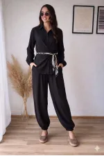 Kuşak Detay Takım - Siyah