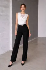 Dantel Detay Dökümlü Bluz - Beyaz