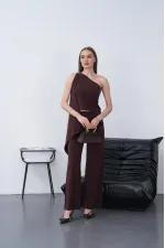 Modal Şallı Takım - Kahve