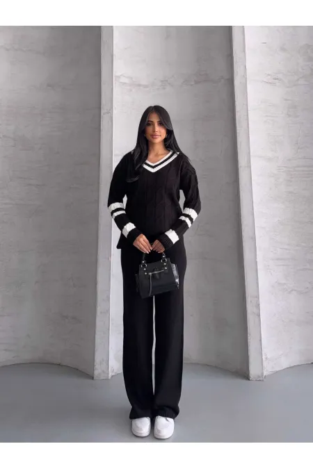 Ensemble en maille bordée - 1564 Noir