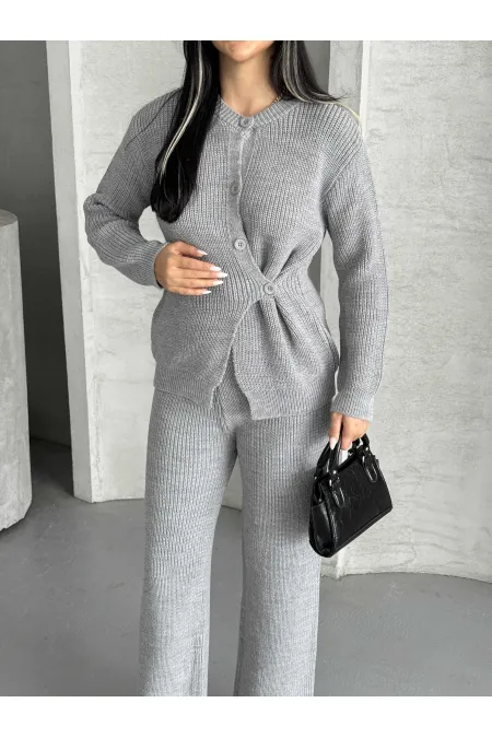 Ensemble en maille à boutons 1565 - Gris