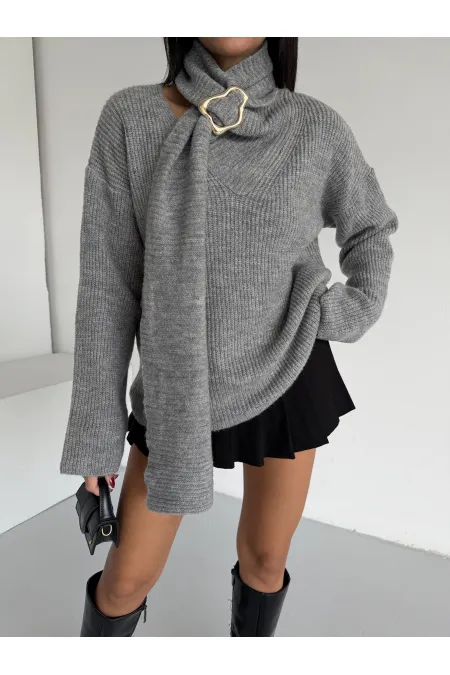 Pull à col châle 1574 Gris