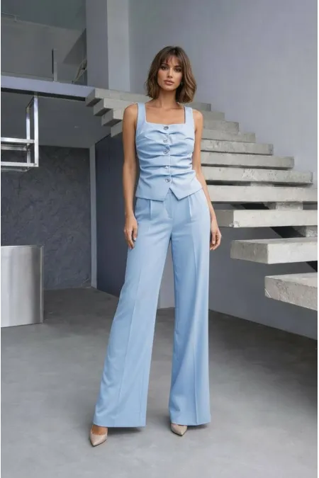 Ensemble gilet et pantalon à détail avant - Bleu