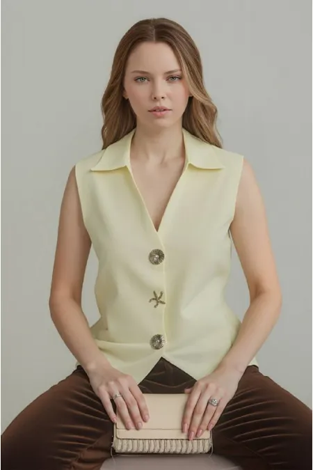 Gilet à boutons 1562 - Jaune