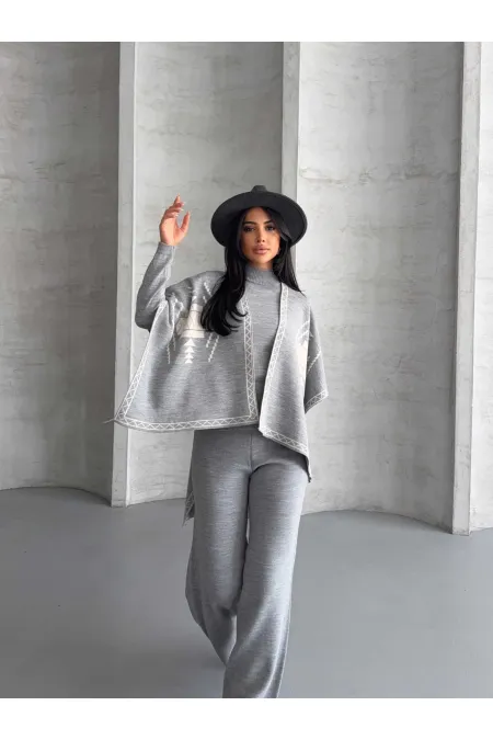 Ensemble trois pièces en maille 1560 - Gris