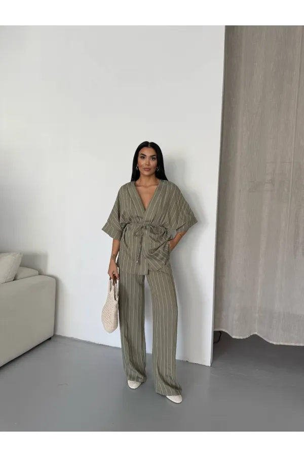 Kimono rayé 2517 - Vert