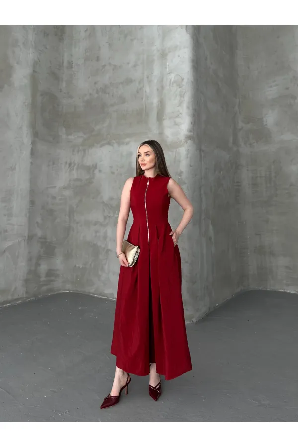 Robe sans manches à fermeture éclair 2522 - Bordeaux