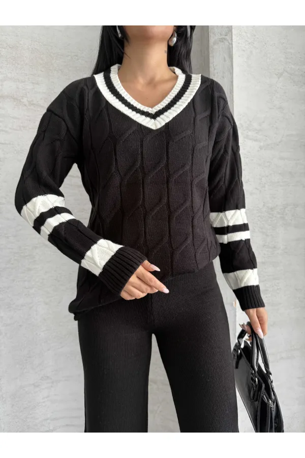 Garnili Triko Takım - 1564 Siyah