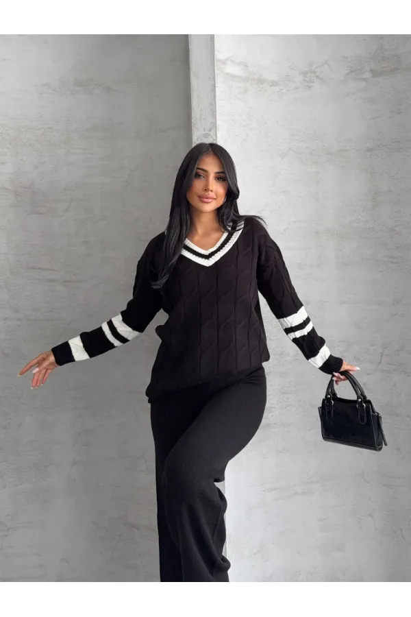 Garnili Triko Takım - 1564 Siyah