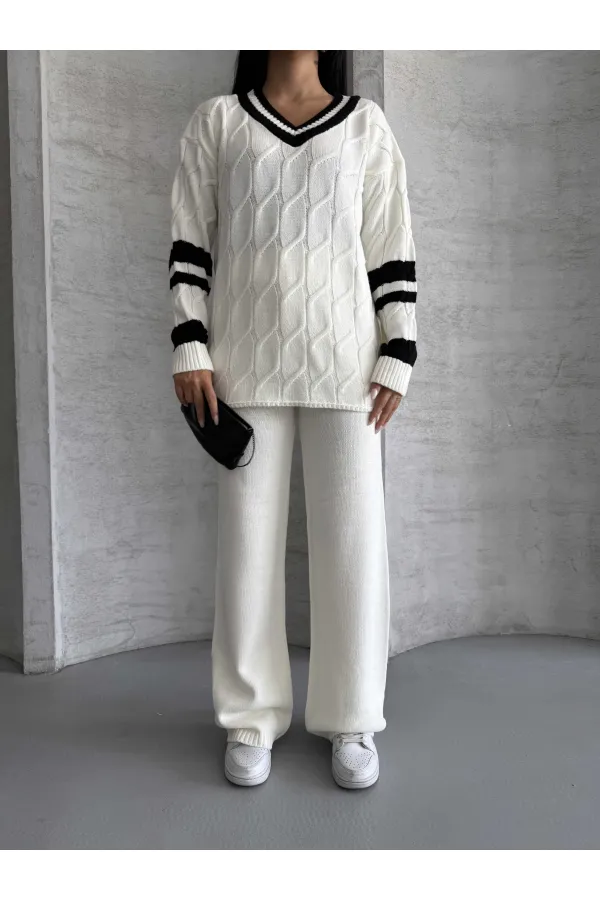 Garnili Triko Takım - 1564 Beyaz