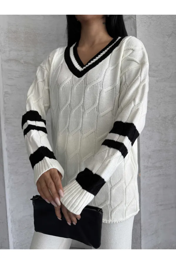 Garnili Triko Takım - 1564 Beyaz