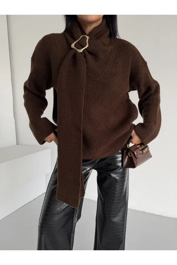 Pull à col châle 1574 Marron