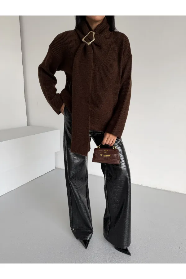 Pull à col châle 1574 Marron