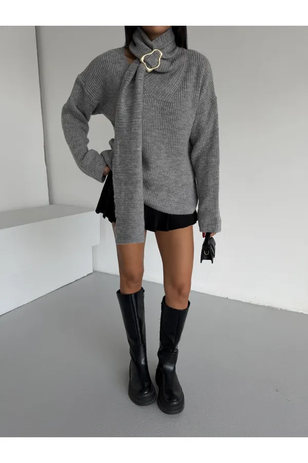 Pull à col châle 1574 Gris