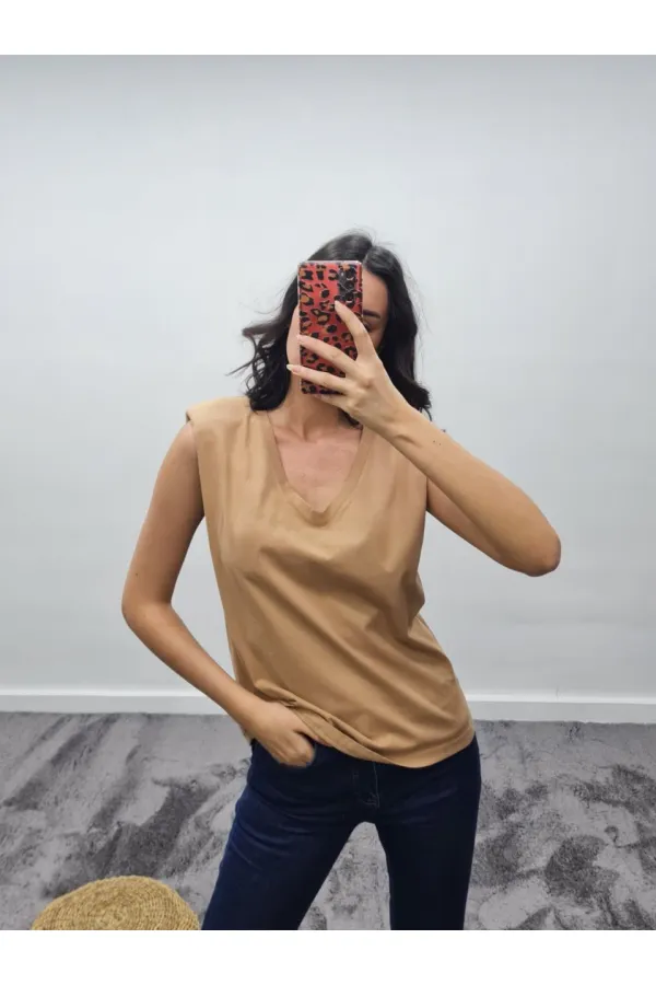 Padded V-Neck T-Shirt