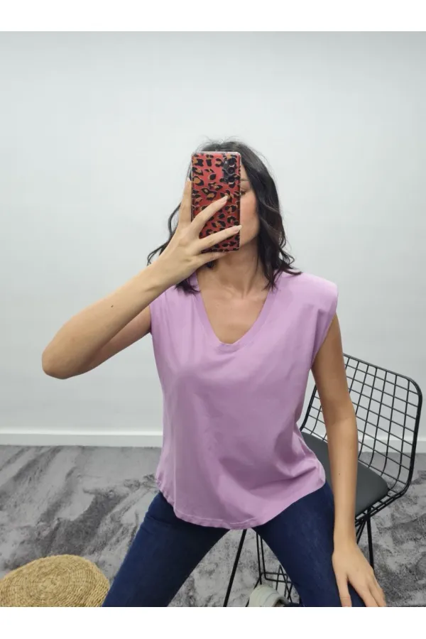 Padded V-Neck T-Shirt