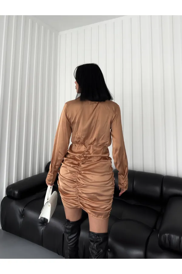 Shirt Drop Dress - Coffee