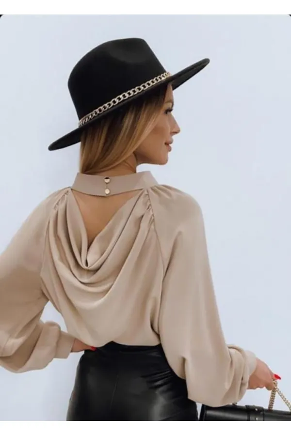 Backless Blouse - Beige Backless Blouse - Beige