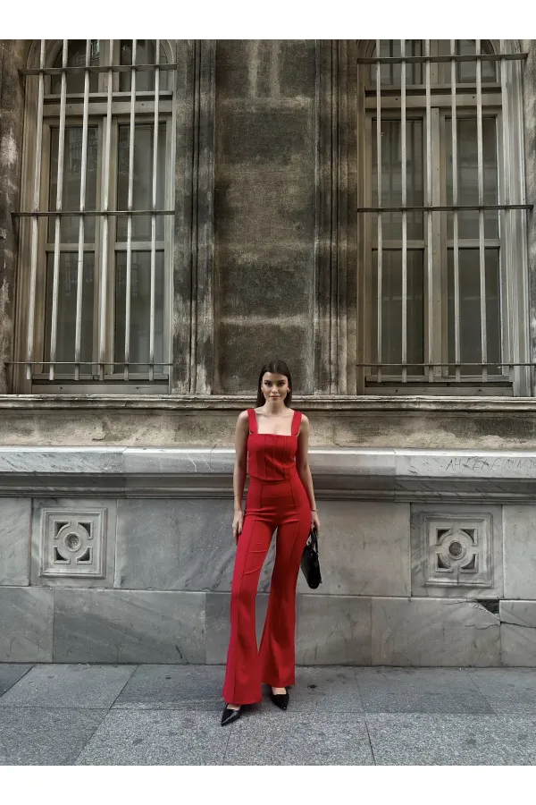 Spanish Style Trousers Suit - Red