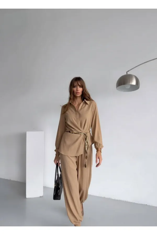 Kuşak Detay Takım - Bej