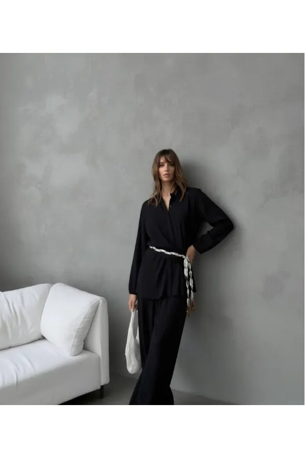 Kuşak Detay Takım - Siyah