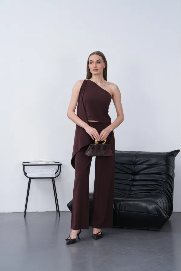 Modal Şallı Takım - Kahve