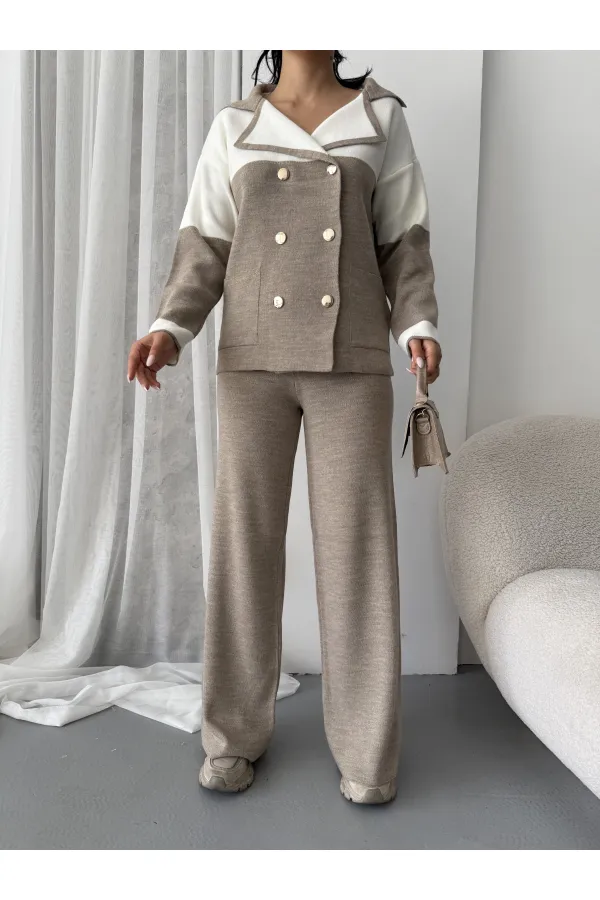 Glittery Knitwear Suit 1552 - Mink