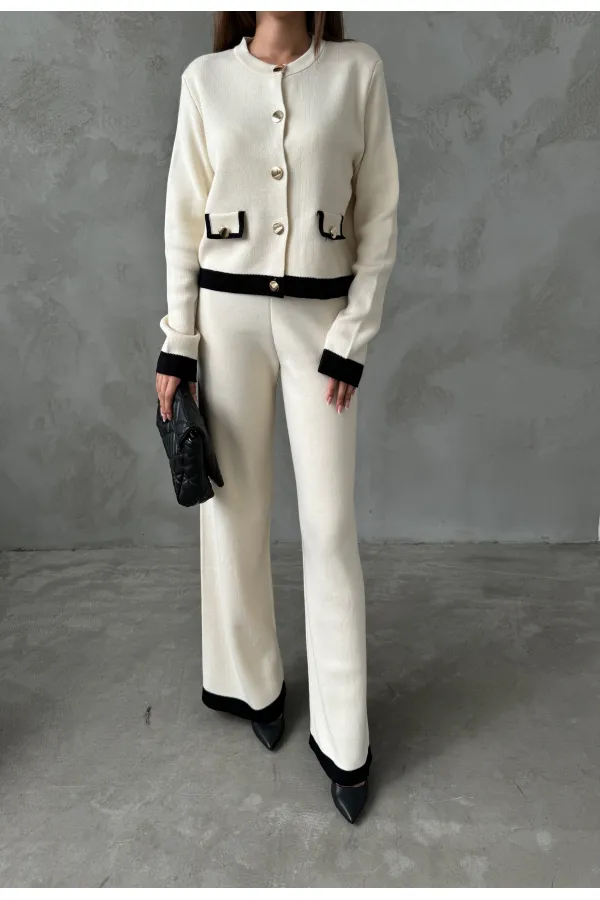 Ensemble en maille avec détails de poches 1505 - Beige