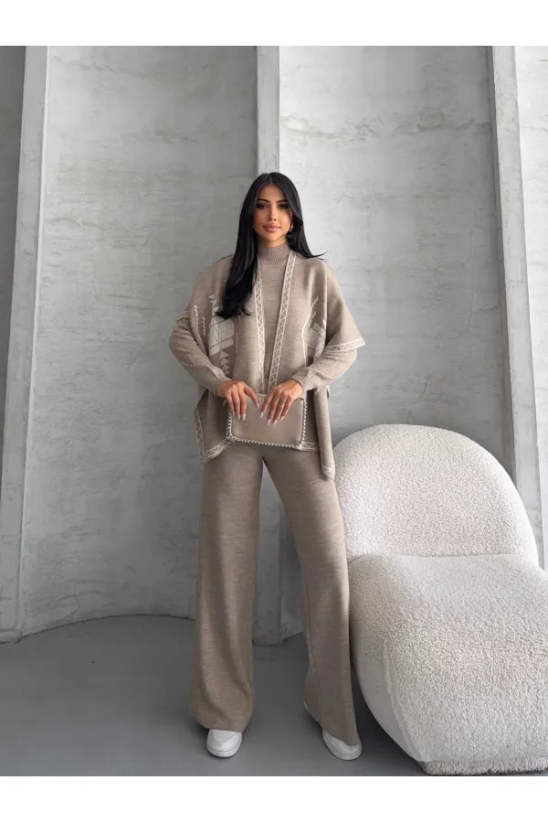 Three-Piece Knitwear Suit 1560 - Mink