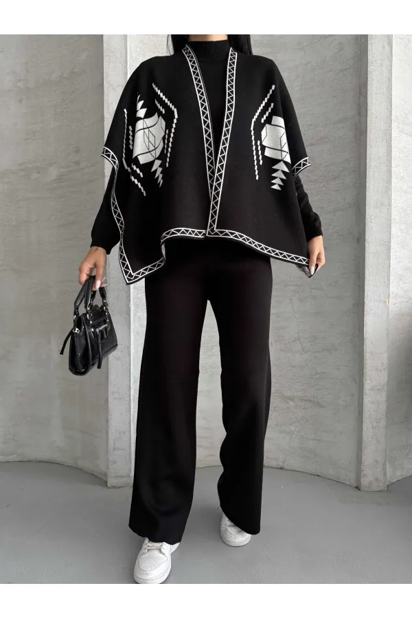 Ensemble trois pièces en maille 1560 - Noir