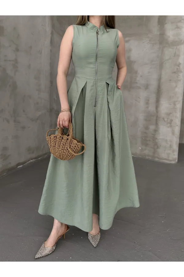 Robe sans manches à fermeture éclair 2522 - Verte