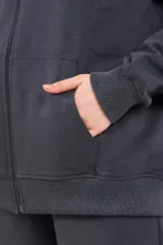 Ensemble de survêtement oversize à capuche pour femme, coupe classique anthracite, taille élastique, style saisonnier (haut et bas)