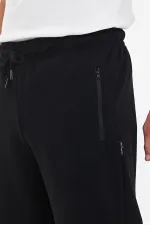 Short bermuda noir pour homme, longueur genou, style capri, avec poches zippées et taille élastique ajustable MTLCE94