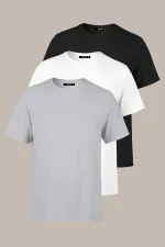 Men's Multicolored T-Shirt, Regular Fit, Relaxed Cut, Crew Neck, 3-Pack Basic T-Shirts