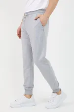 Erkek Regular Fit Rahat Kesim Beli Bağcıklı Jogger Cepli Lastikli Paça Siyah Eşofman Altı