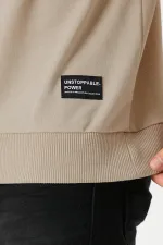 mmetalic Erkek Basic Bisiklet Yaka Bej weatshirt 