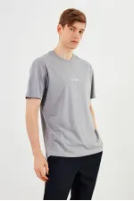 Leo Erkek Oversize Tshirt %100 Pamuk Bisiklet Yaka Baskı Detaylı Basic Tişört MTLCE87