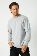 Sweat-shirt gris basique à col rond pour homme 