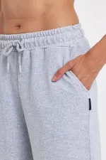 2'li Kadın Rahat Kesim Beli Lastikli Mevsimlik Yumuşak Kumaş Cepli Siyah-Gri Uzun Bermuda Şort