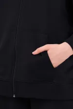 Ensemble de survêtement noir pour femme, coupe classique, taille élastique, capuche, oversize, saisonnier (haut et bas) MTLCB7367