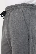 Erkek Regular Fit Rahat Kesim Beli Bağcıklı Jogger Cepli Lastikli Paça Siyah Eşofman Altı
