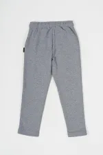 Pantalon de survêtement gris en coton épais avec taille élastique et poches latérales pour garçons de 5 à 12 ans