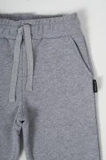 Pantalon de survêtement gris en coton épais avec taille élastique et poches latérales pour garçons de 5 à 12 ans