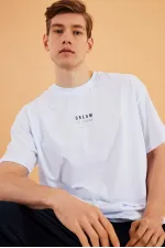 Leo Erkek Oversize Tshirt %100 Pamuk Bisiklet Yaka Baskı Detaylı Basic Tişört MTLCE79