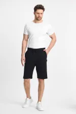 Short noir pour homme - Coupe classique, confortable, avec poches latérales et taille élastiquée