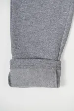 Pantalon de survêtement gris en coton épais avec taille élastique et poches latérales pour garçons de 5 à 12 ans