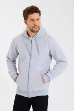 Gilet à capuche zippé noir métallisé pour homme avec poche kangourou et doublure en coton